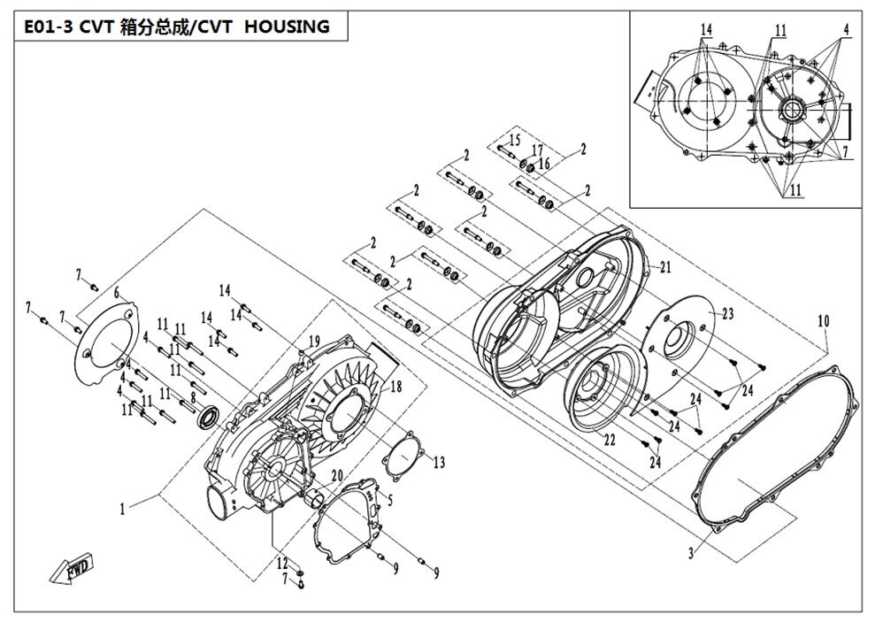 BOITIER CVT POUR CFORCE 450 COURT T3 2019