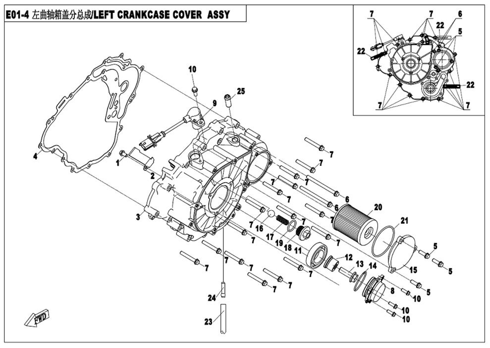 ENSEMBLE DE COUVERCLE DE CARTER GAUCHE POUR CFORCE 450S EPS L7E 2018