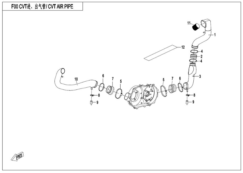 TUYAU D AIR CVT POUR CFORCE 450 L7E 2020