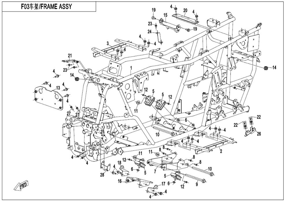 ASSEMBLAGE CHASSIS POUR CFORCE 450 L7E 2019