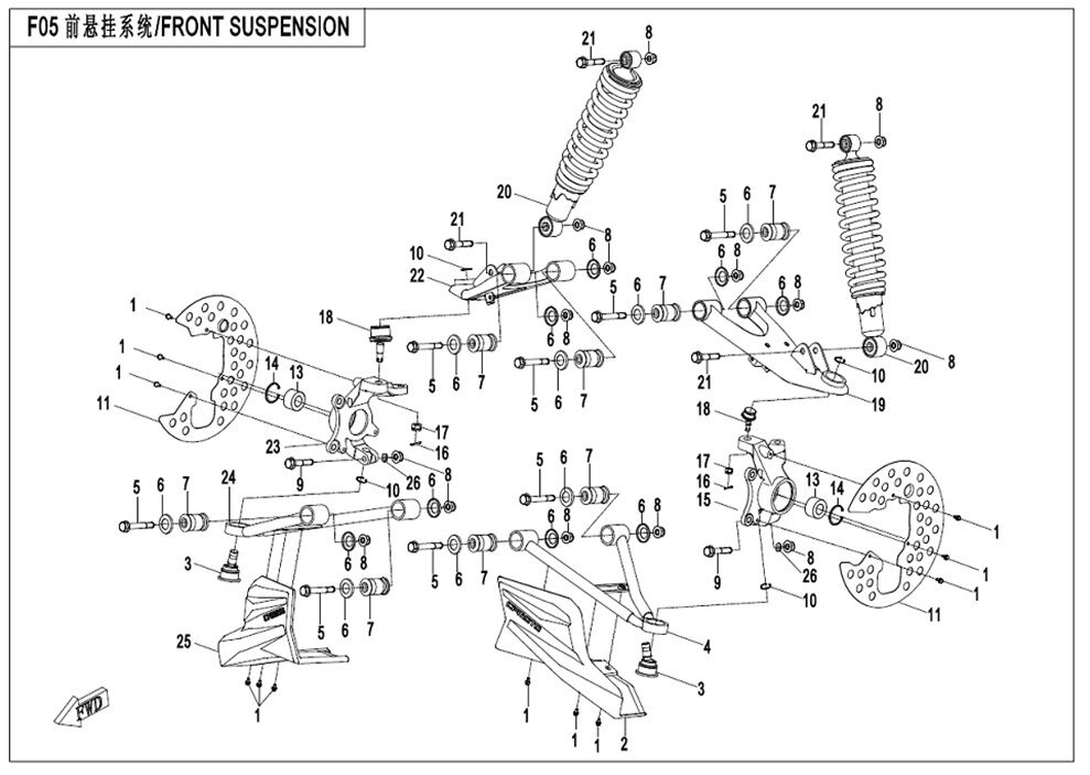 SUSPENSION AVANT POUR CFORCE 450 L7E 2017