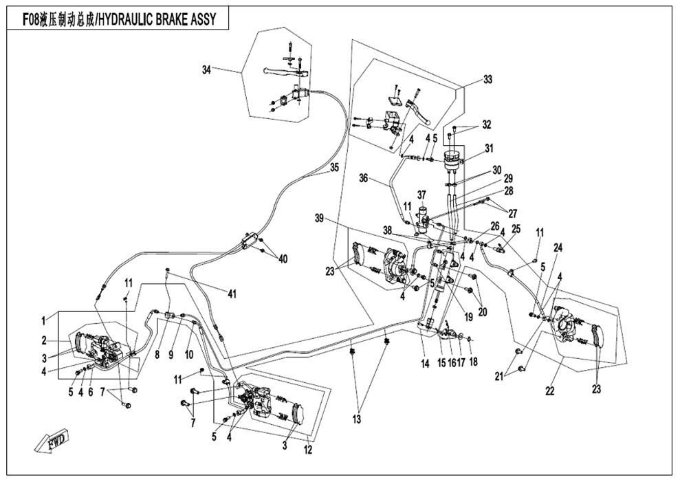 ENSEMBLE DE FREIN HYDRAULIQUE POUR CFORCE 450 COURT T3 2019