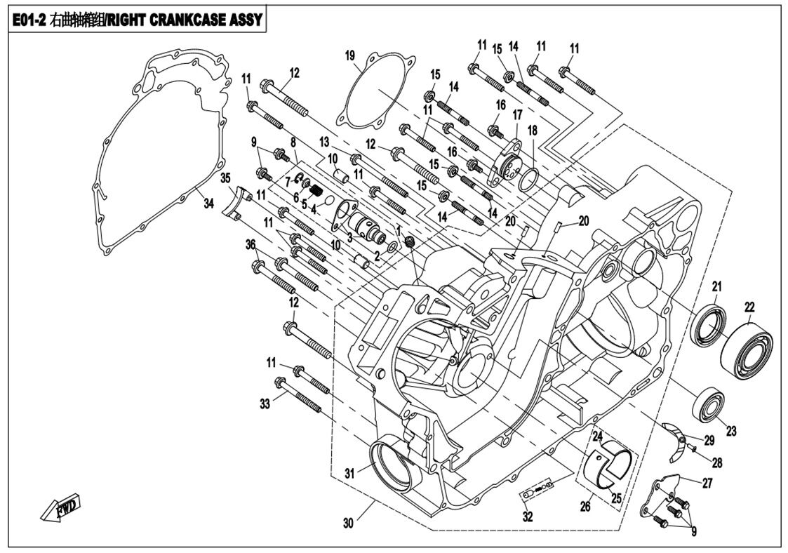 ASSEMBLAGE CARTER DE VILEBREQUIN DROIT POUR CFORCE 820 LE T3 2019