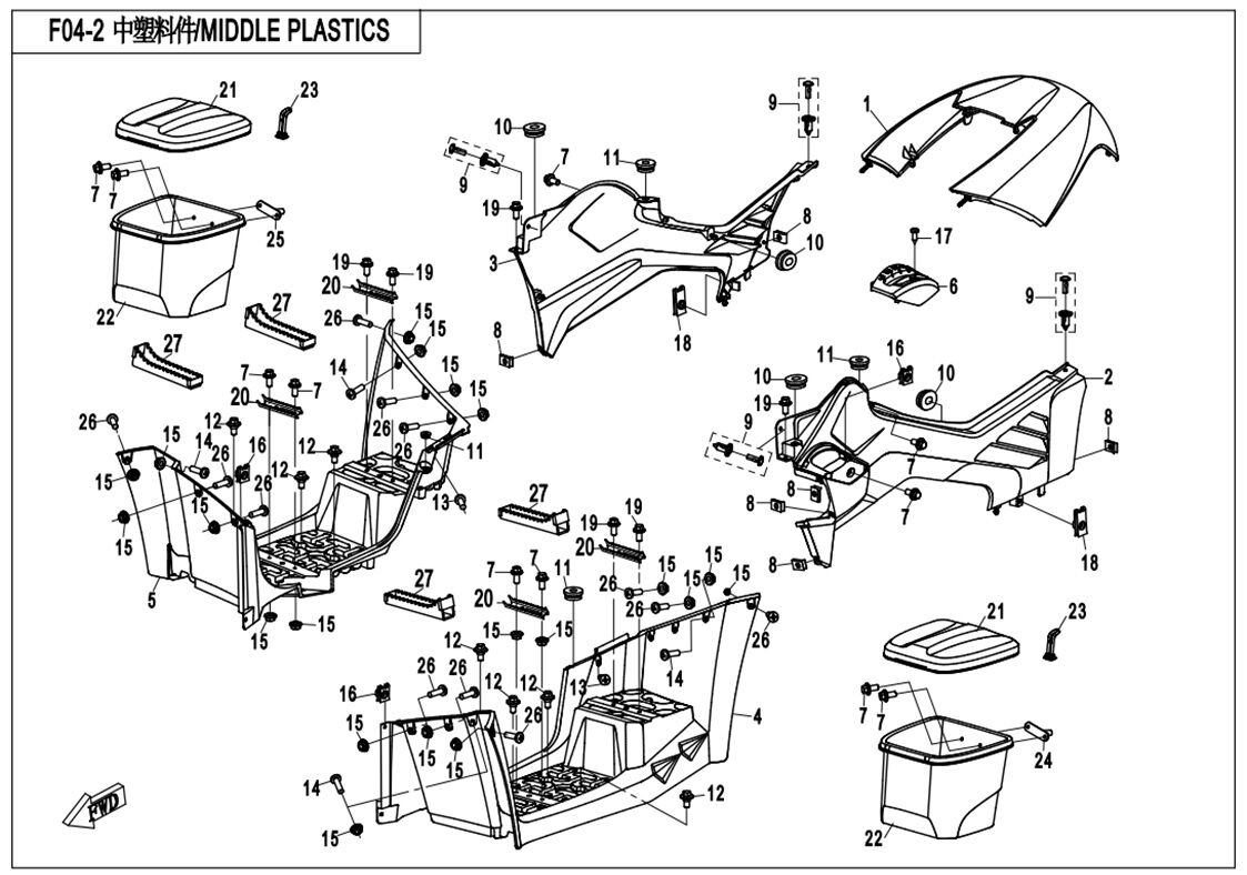 PLASTIQUES CENTRAUX POUR CFORCE 820 LE T3 2018