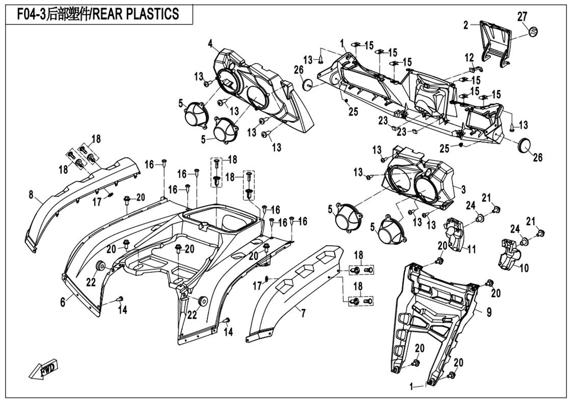 PLASTIQUES ARRIERES POUR CFORCE 820 LE T3 2019