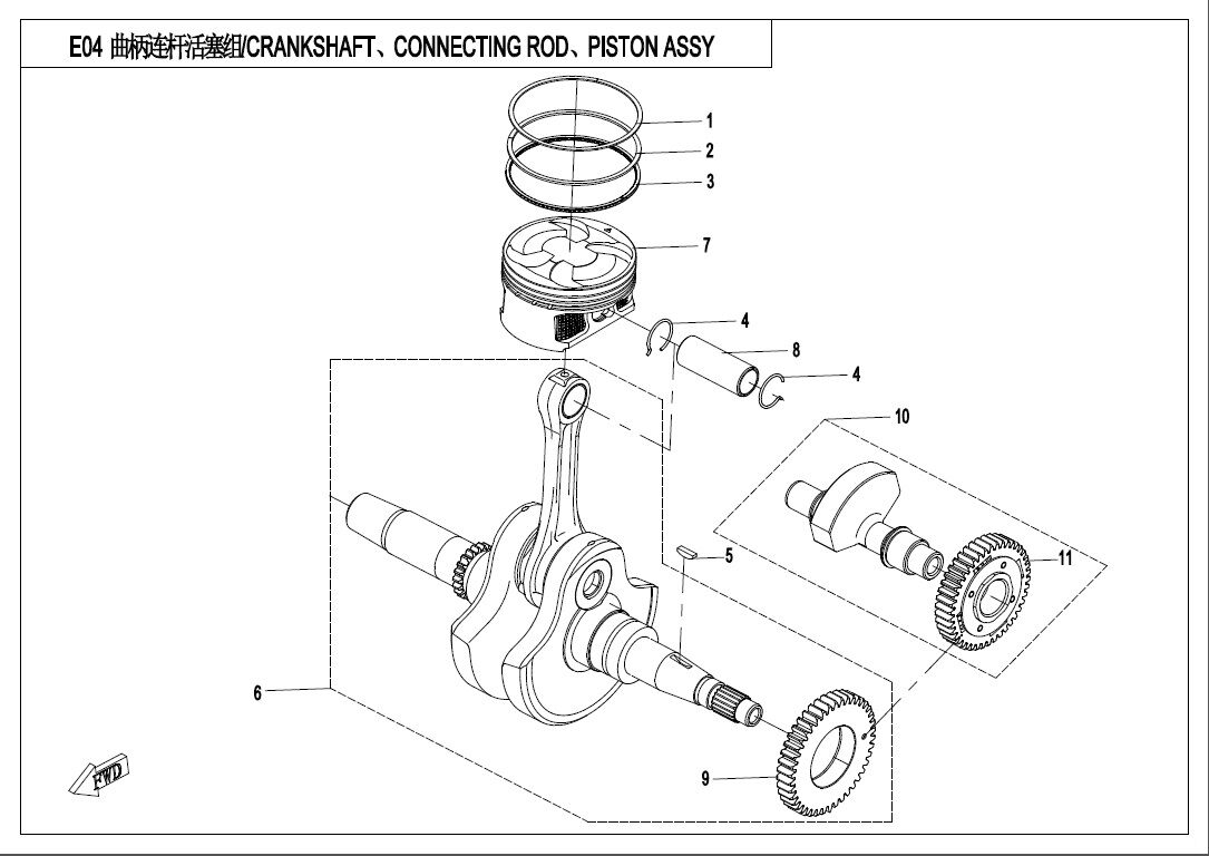 ENSEMBLE VILEBREQUIN BIELLE ET PISTON POUR CFORCE 550 L7E 2018
