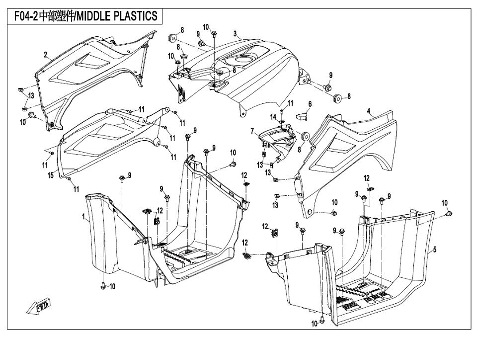 PLASTIQUE CENTRAL POUR CFORCE 520 S L7E COURT 2017