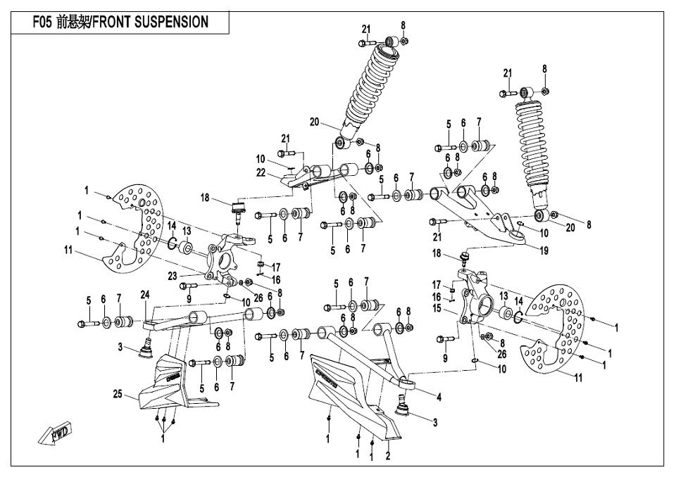 SUSPENSION AVANT POUR CFORCE 520 S L7E COURT 2017