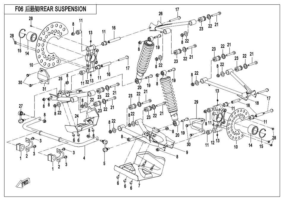 SUSPENSION ARRIERE POUR CFORCE 520 S L7E COURT 2020