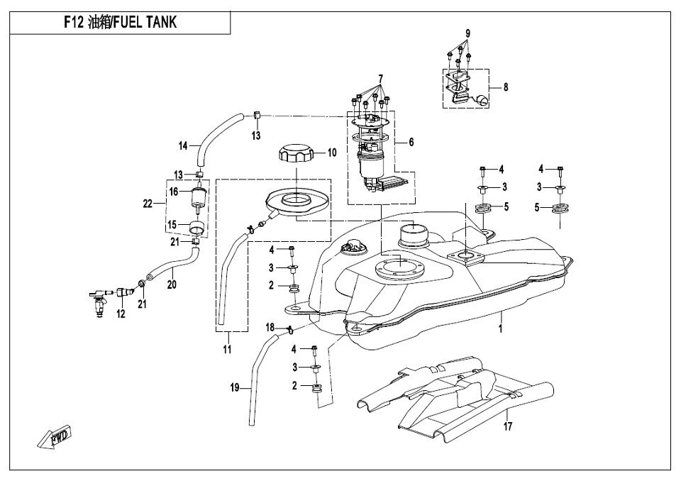 RESERVOIR DE CARBURANT POUR CFORCE 520 S L7E COURT 2017