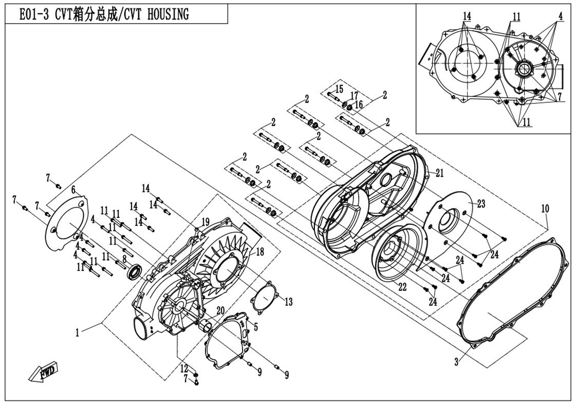 BOITIER CVT POUR ZFORCE 550 EX T1 2017