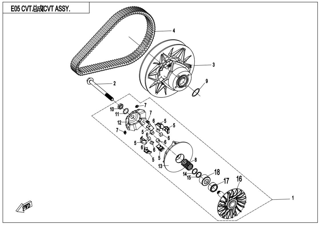 ENSEMBLE CVT POUR UFORCE 550 2020
