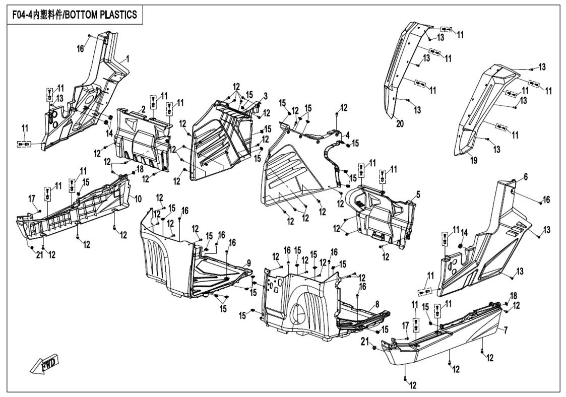 PLASTIQUES INFERIEURS POUR UFORCE 550 2017