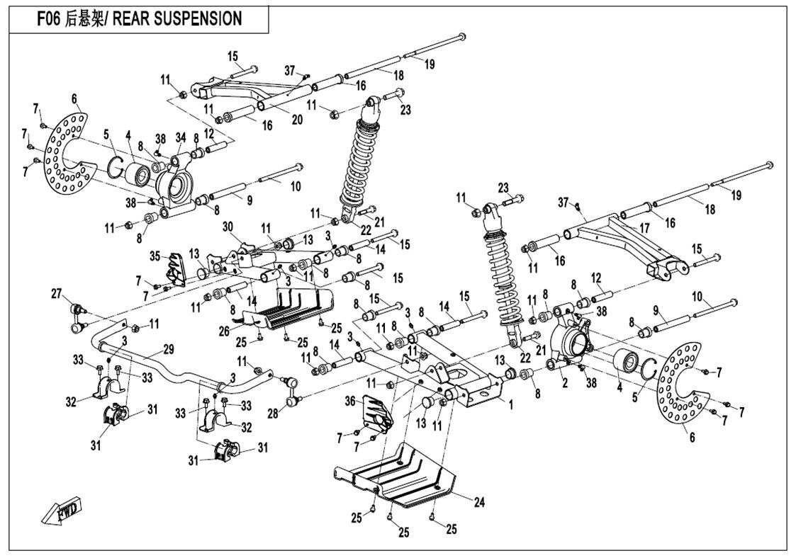 SUSPENSION ARRIERE POUR UFORCE 800 EPS T1 2019
