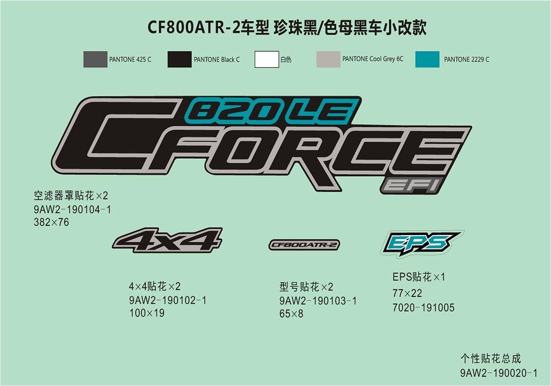 KITS D AUTOCOLANTS PEARL BLACKINJECTED BLACK FOR FACELIFT POUR CFORCE 820 LE L7E 2018