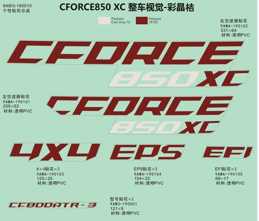 AUTOCOLLANT ORANGE POUR CFORCE 850 T3 2018