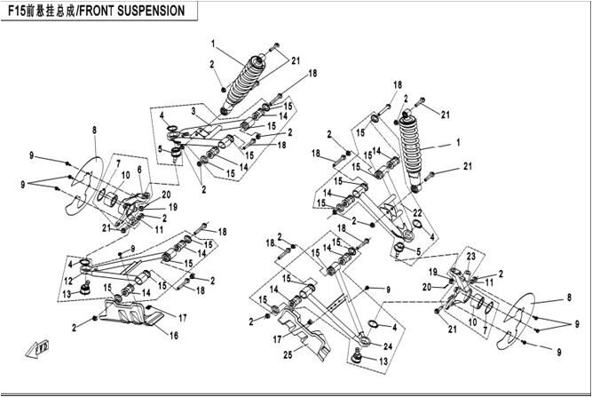 SUSPENSION AVANT POUR CFORCE 550 2016