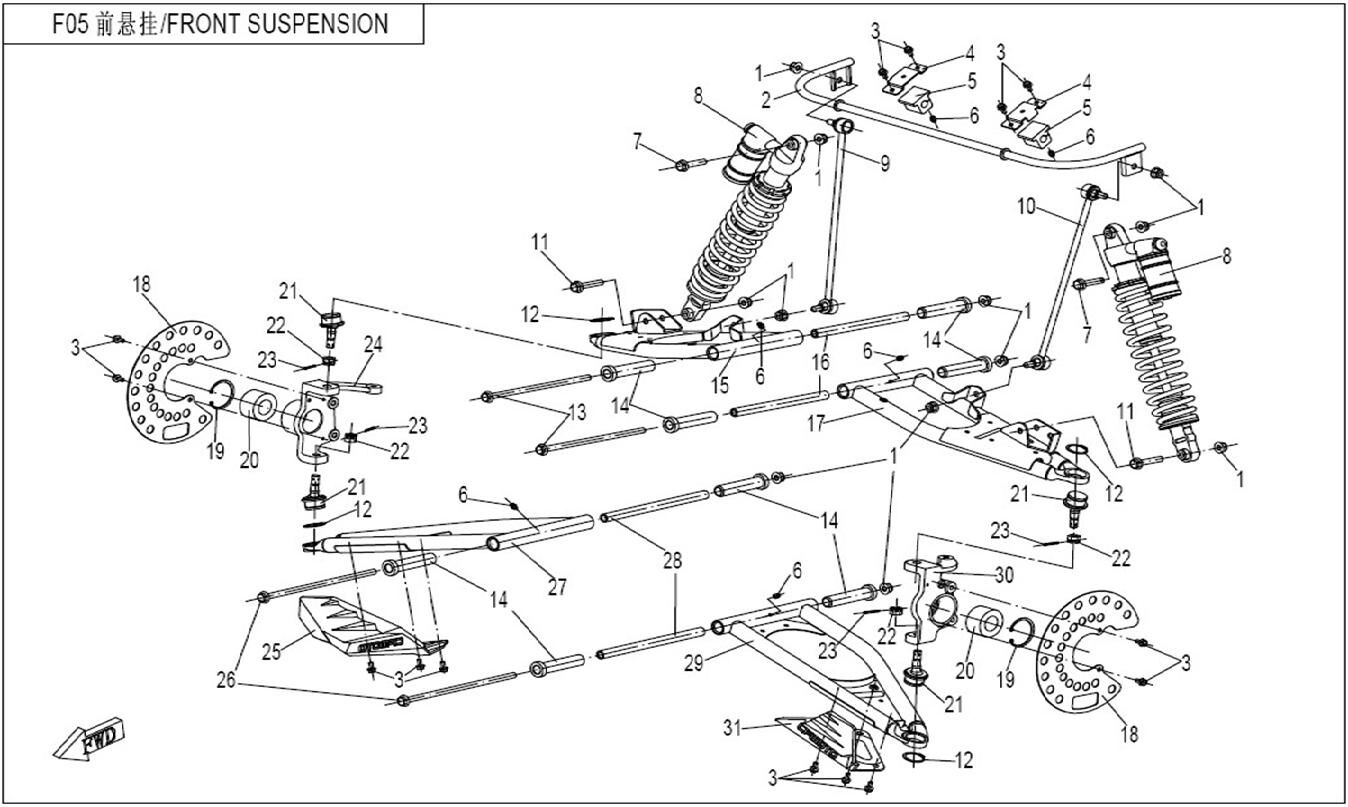 SUSPENSION AVANT POUR ZFORCE 800 2014
