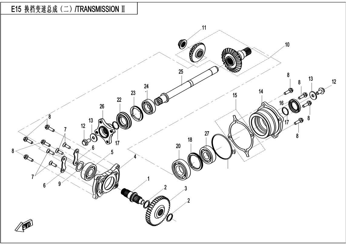TRANSMISSION BAS MOTEUR POUR CFORCE 550 2016