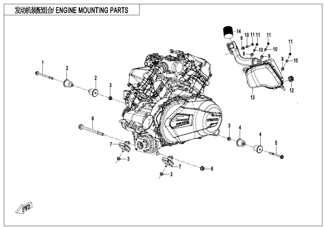PIECES DE SUPPORT MOTEUR POUR ZF1000 EPS 2019