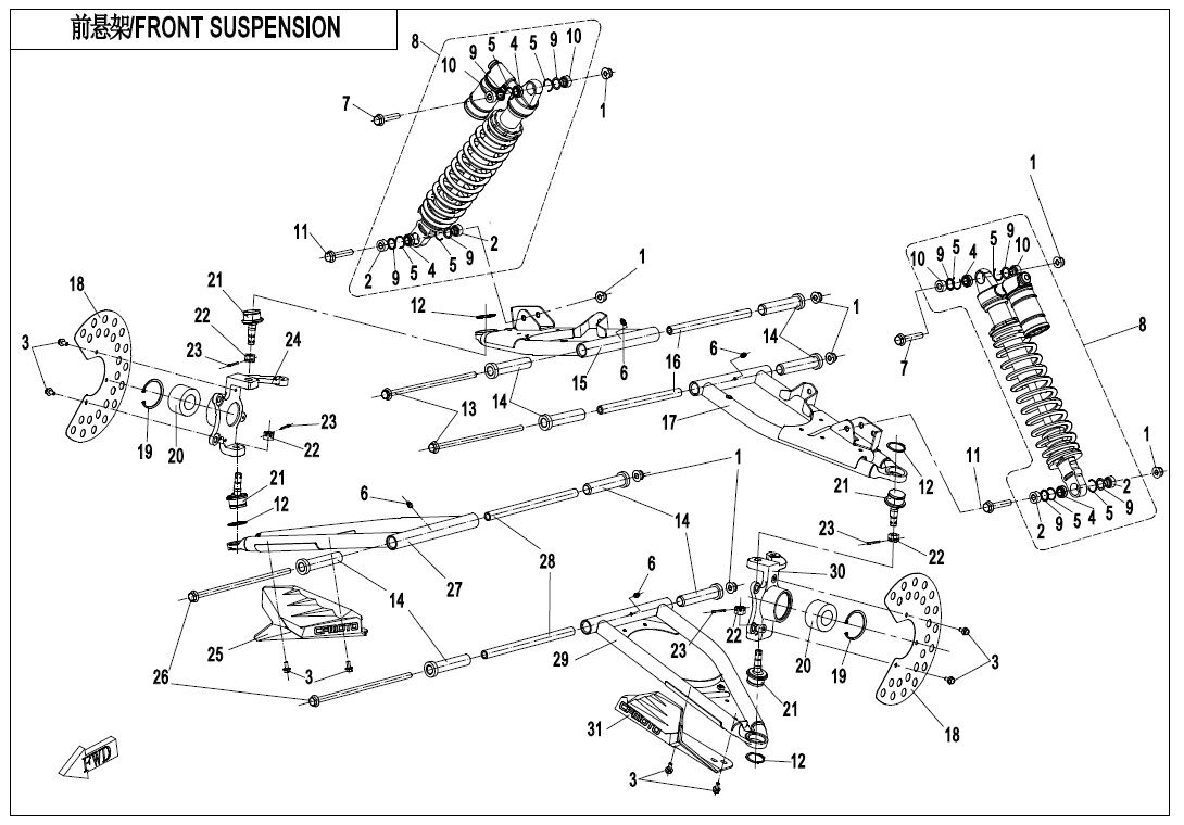 SUSPENSION AVANT POUR ZF1000 EPS 2018