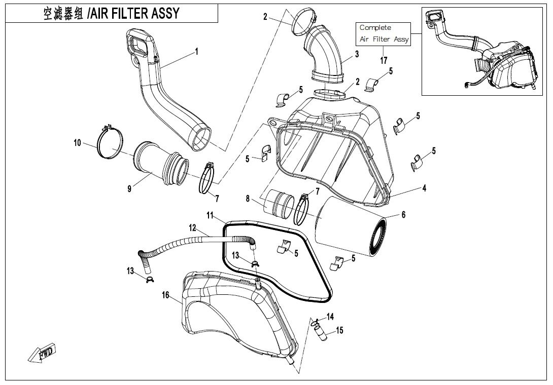 ENSEMBLE FILTRE A AIR POUR ZF1000 EPS 2018