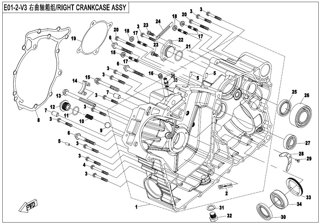 ASSEMBLAGE CARTER DE VILEBREQUIN DROIT POUR ZF1000 EPS 2019