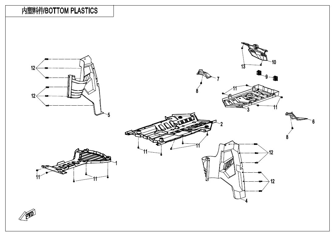 PLASTIQUES INFERIEURS POUR CFORCE 1000 EPS L7E 2020