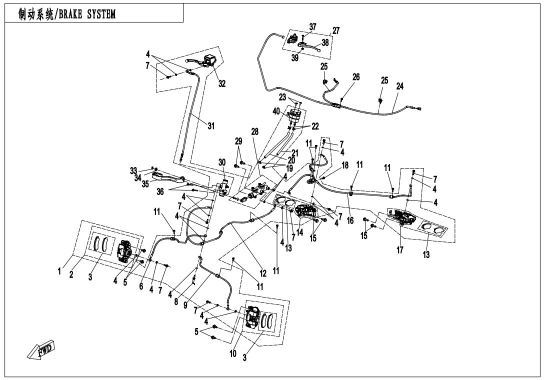 SYSTEME DE FREINAGE GAUCHE DE STATIONNEMENT POUR CFORCE 850 L7E 2020
