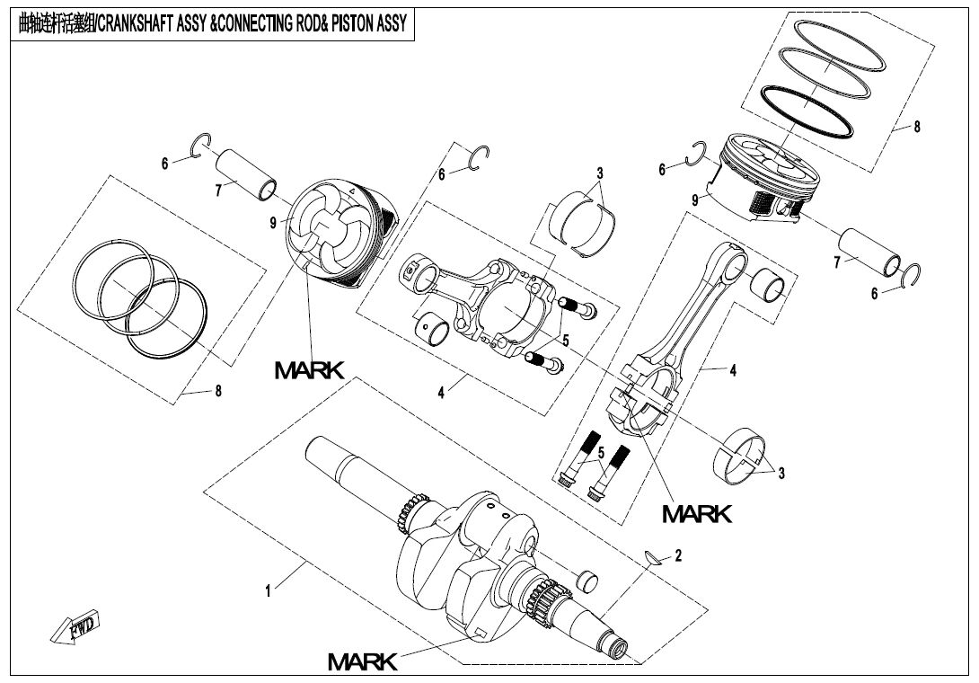 ENSEMBLE VILEBREQUIN BIELLE ET PISTON POUR CFORCE 850 L7E 2019
