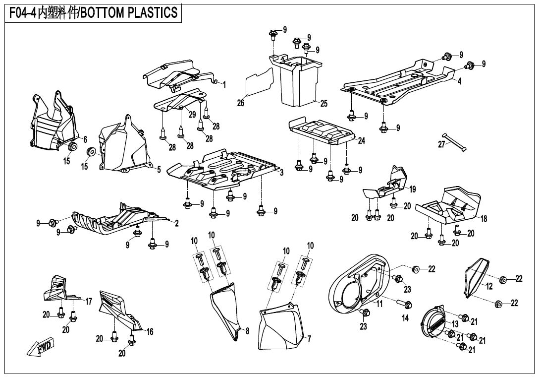 PLASTIQUES INFERIEURS POUR CFORCE 520 LONG T3 2019