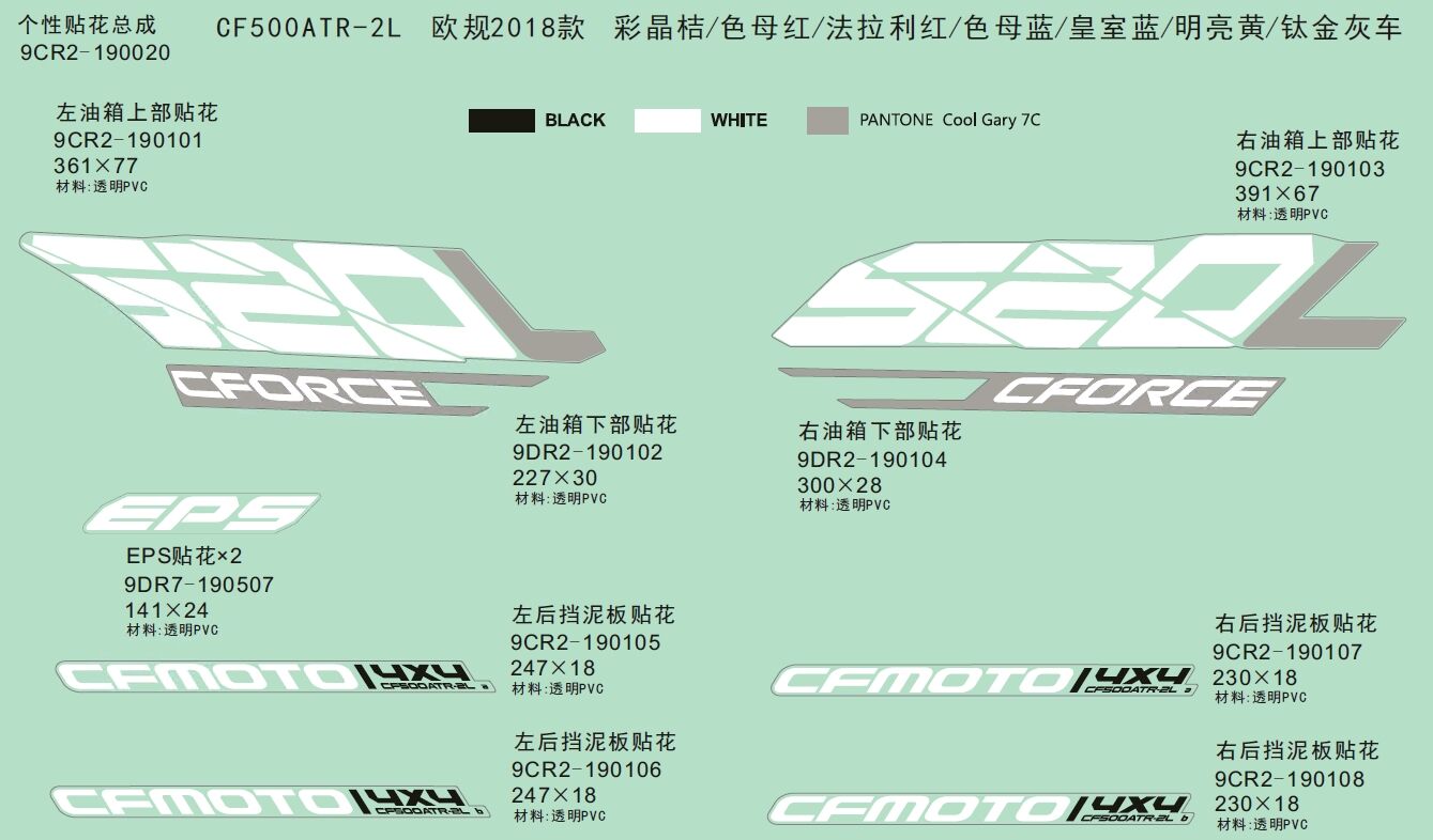 AUTOCOLANTS EURO 2018 POUR CFORCE 520 LONG T3 2018