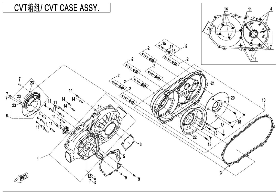 ENSEMBLE DU BOITIER CVT POUR CFORCE 600 L7E SANS EPS 2018