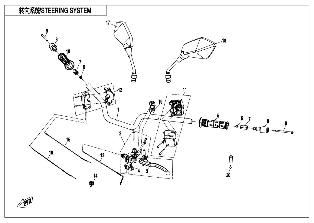 SYSTEME DE DIRECTION POUR 650 NK ABS 2019