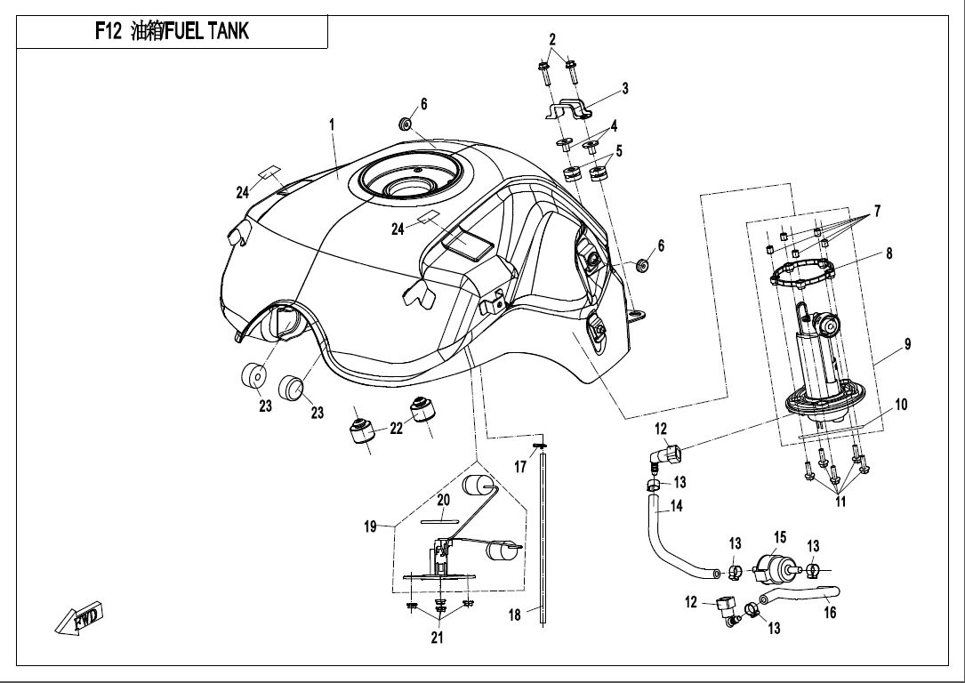 RESERVOIR DE CARBURANT POUR 650 MT ABS WITH SIDE BOX 2018