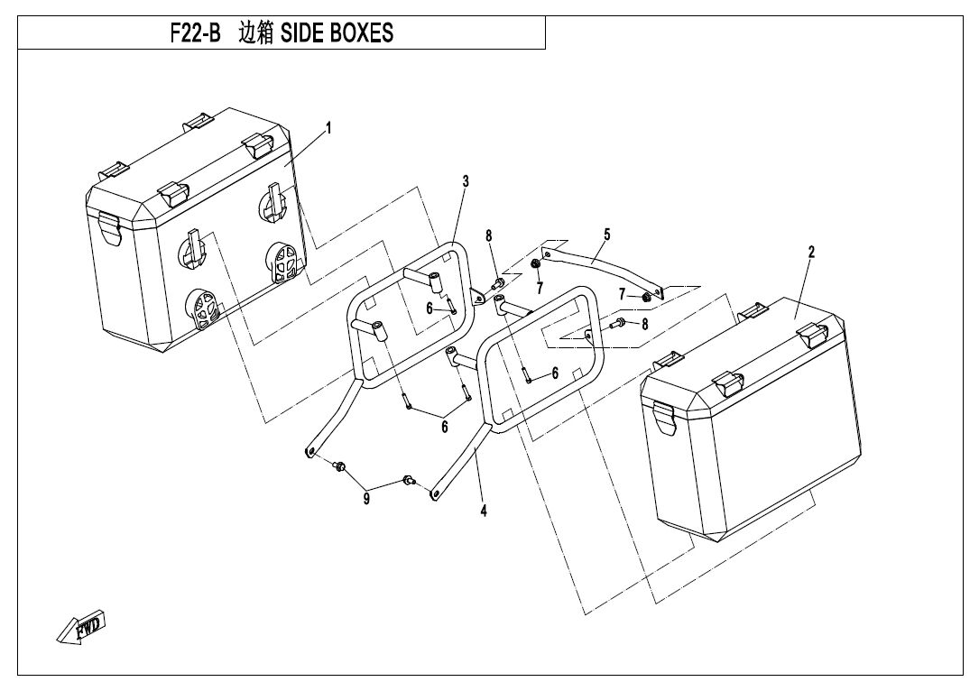 ASSEMBLAGE DE BOITES LATERALES ALLIAGE D ALUMINIUM POUR 650 MT ABS WITH SIDE BOX 2019