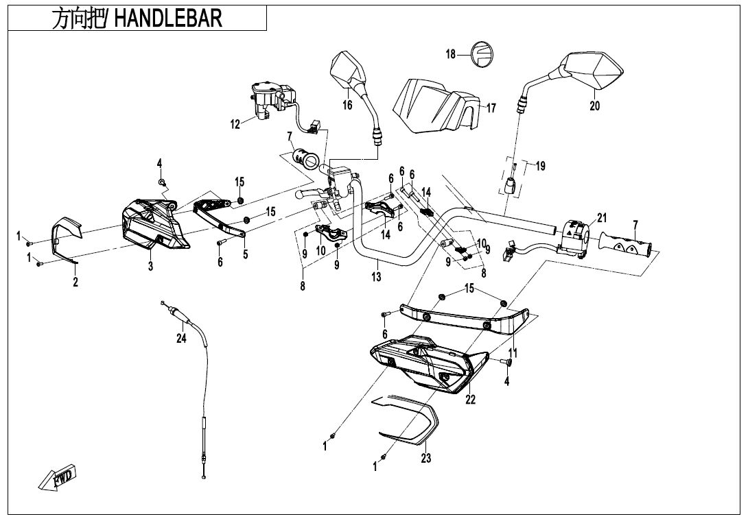 GUIDON POUR CFORCE 600 T3 2020