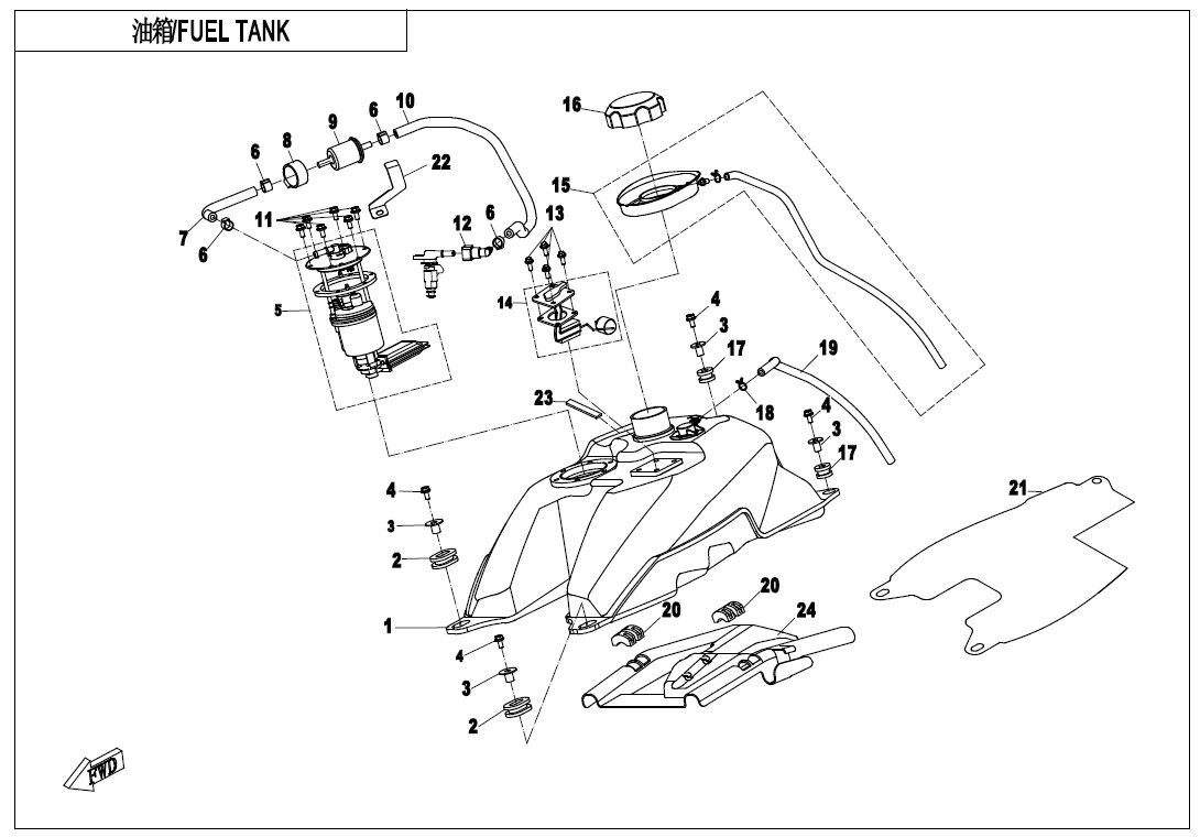 RESERVOIR DE CARBURANT POUR CFORCE 600 T3 EPS 2019