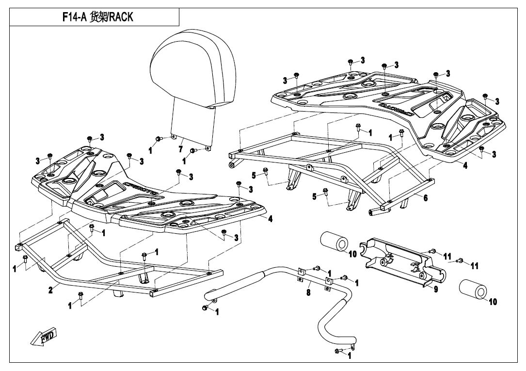 RACK EN PLASTIQUE POUR CFORCE 600 T3 2020