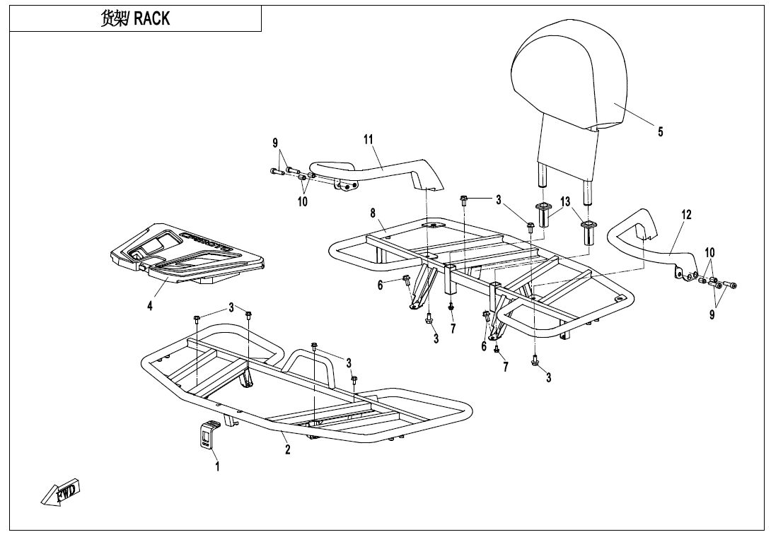RACK ACIER POUR CFORCE 600 T3 SANS EPS 2018
