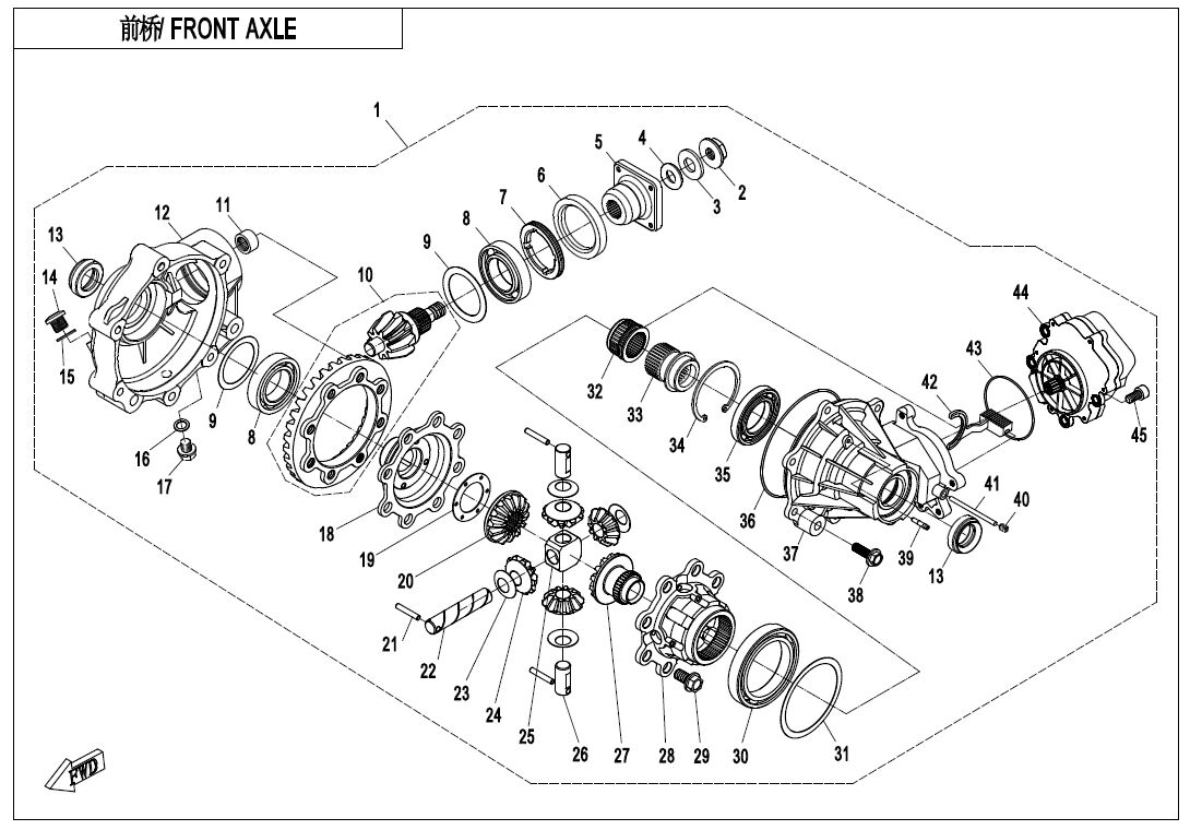 ESSIEU AVANT POUR CFORCE 600 T3 2020
