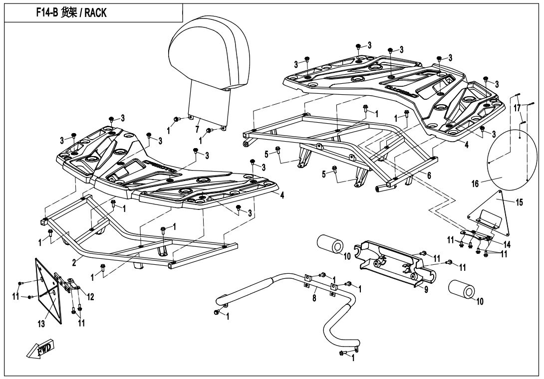 RACK PLASTIQUE POUR CFORCE 600 L7E 2020