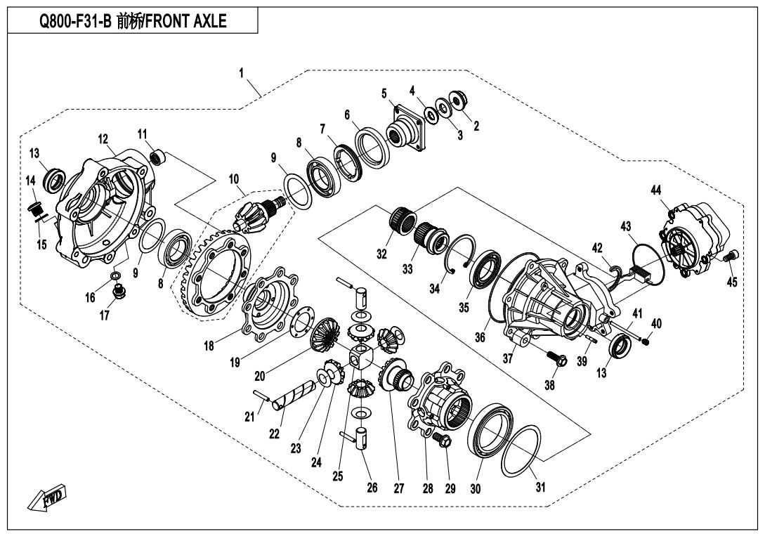 ESSIEU AVANT POUR CFORCE 600 L7E 2020