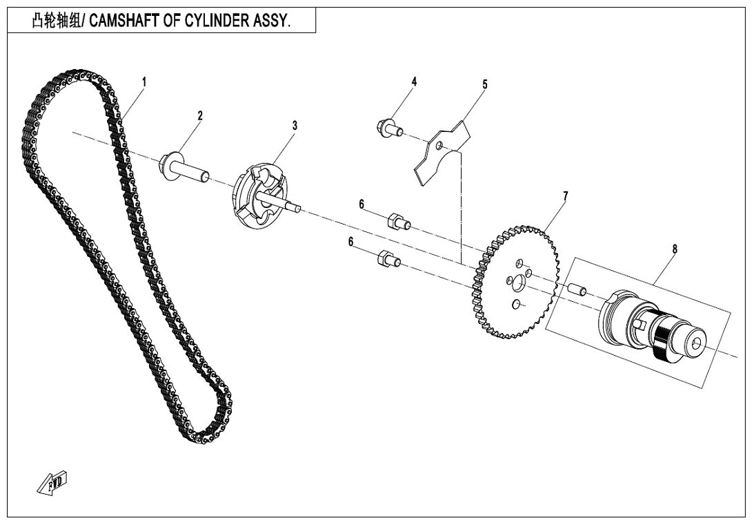 ASSEMBLAGE D ARBRE A CAMES DE CYLINDRE POUR CFORCE 600 L7E SANS EPS 2018