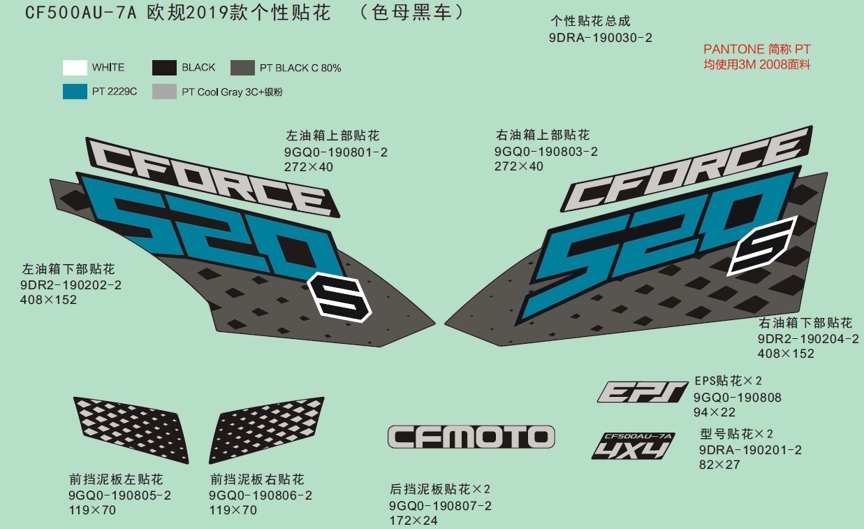 AUTOCOLANTS BLACK POUR CFORCE 520 S L7E COURT 2019