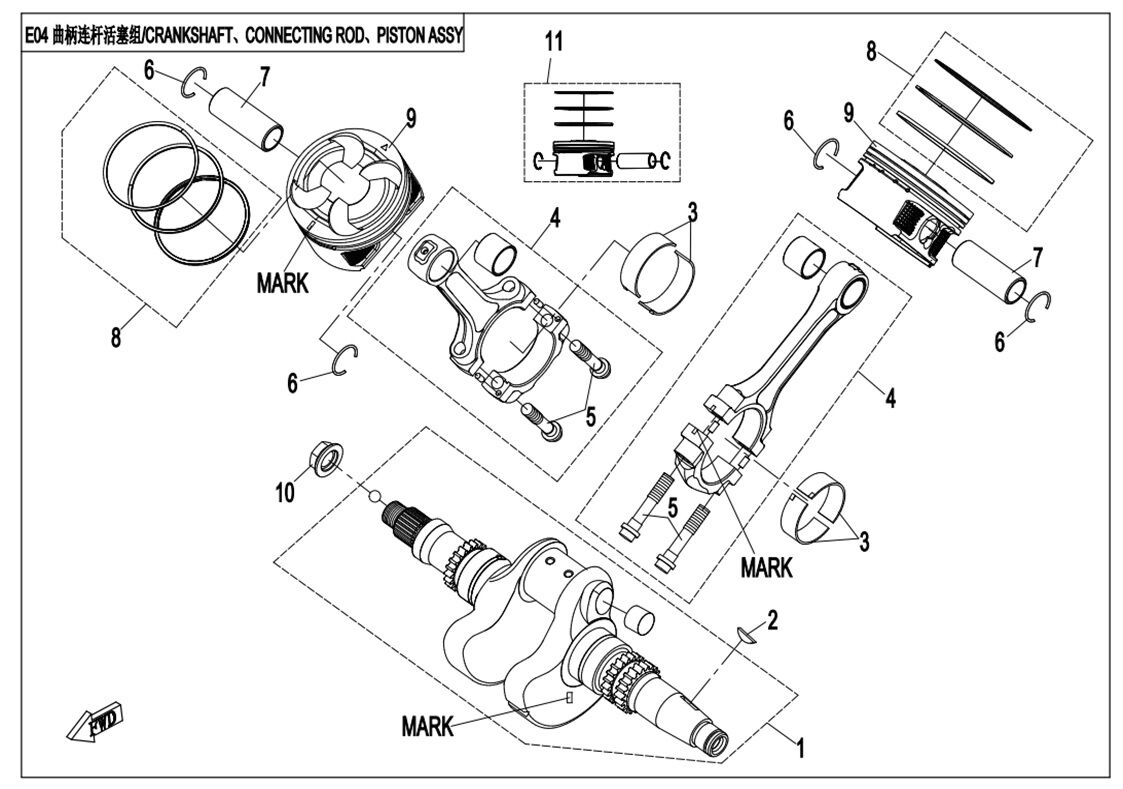 ENSEMBLE VILEBREQUIN BIELLE ET PISTON POUR CFORCE 800 2013
