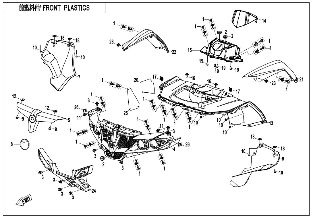 PLASTIQUES AVANT POUR CFORCE 600 T3 2019