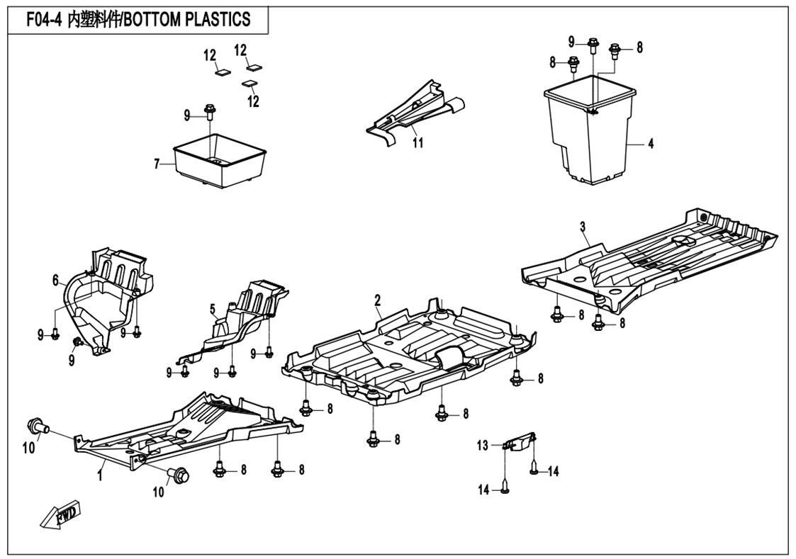 PLASTIQUES INFERIEURS POUR CFORCE 800 2016