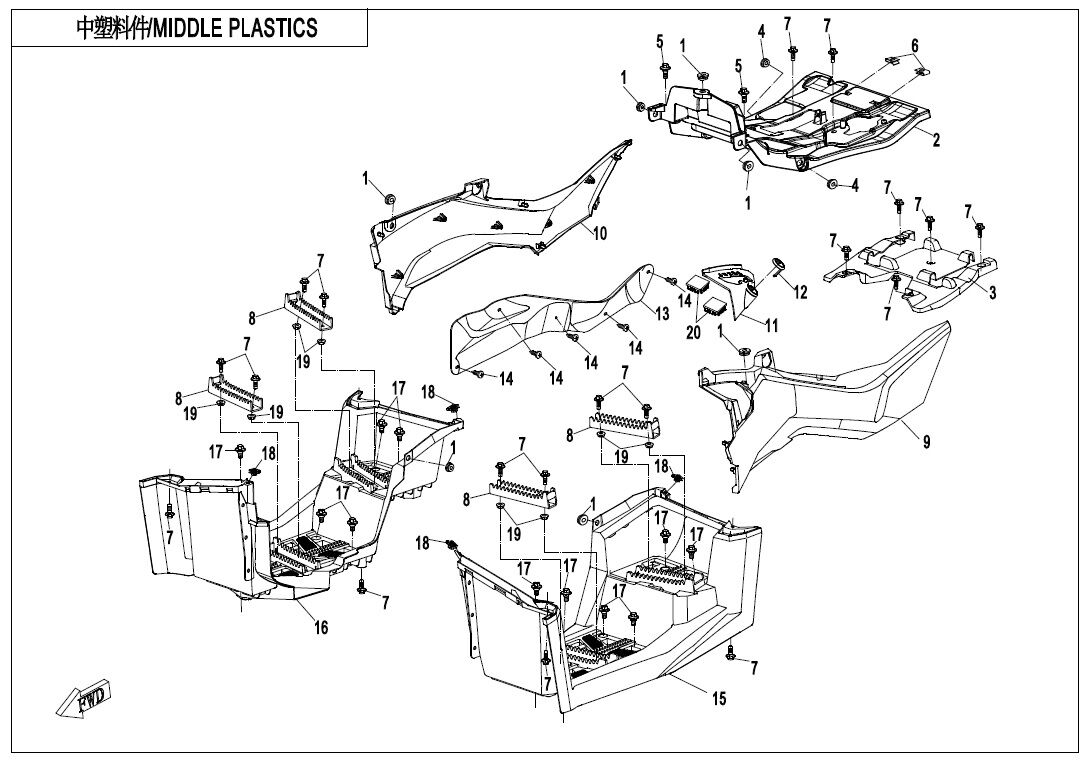CARENAGES ORANGE II POUR CFORCE 850 L7E 2020