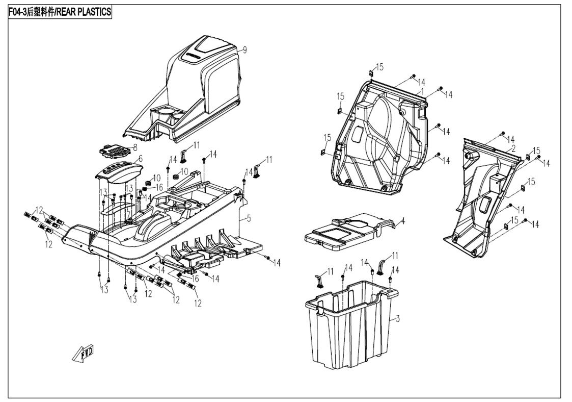 PLASTIQUES ARRIERES POUR UFORCE 800 EPS T1 2019